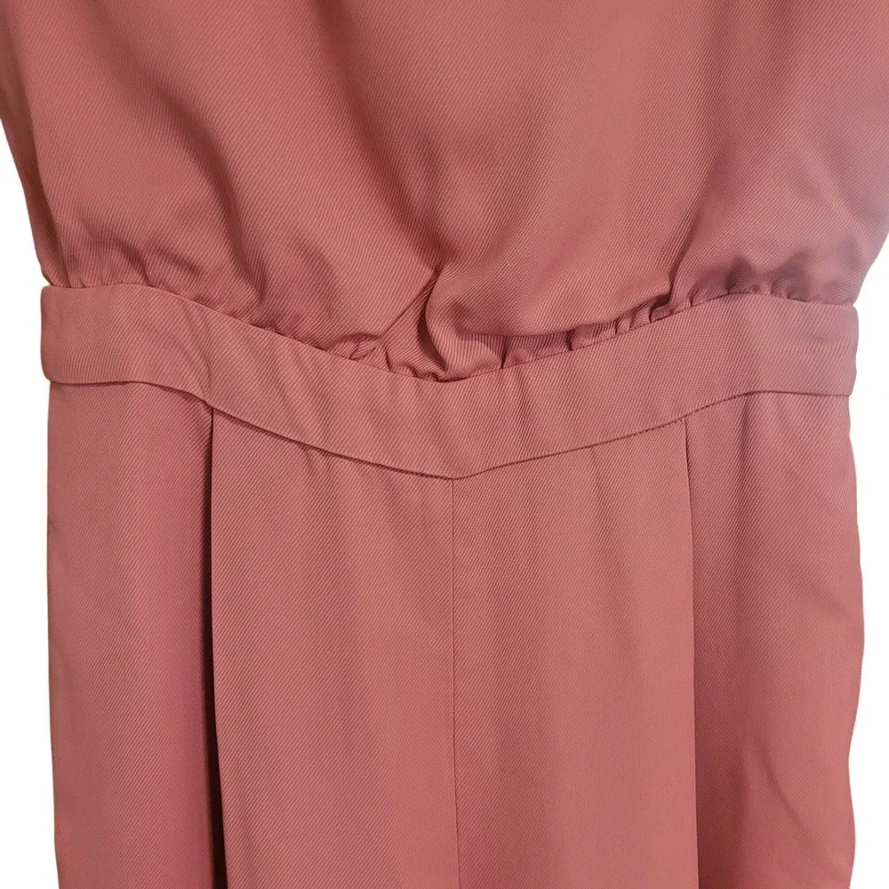 Massimo‎ Dutti Pink Jumpsuit 6 NWT Viscose Twill Wide Leg Sculptural Tie Back